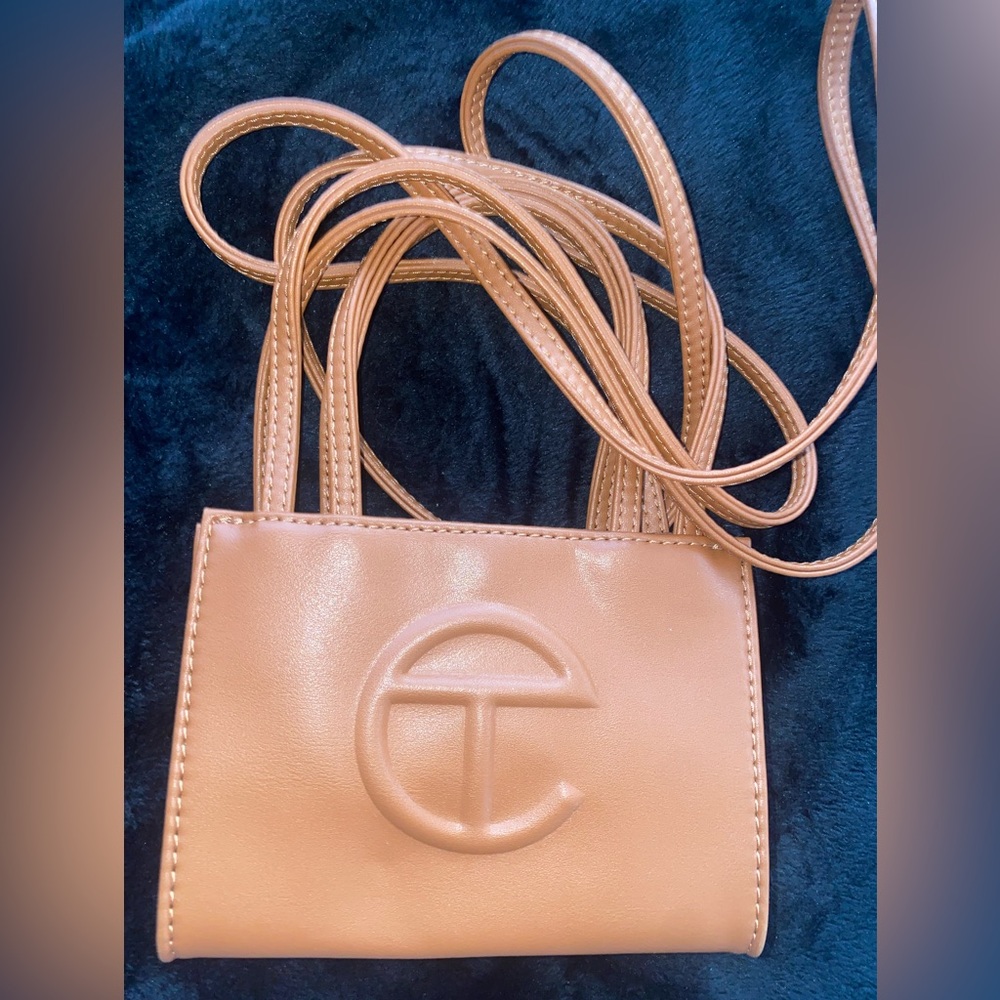 Small tan telfar bag worn once